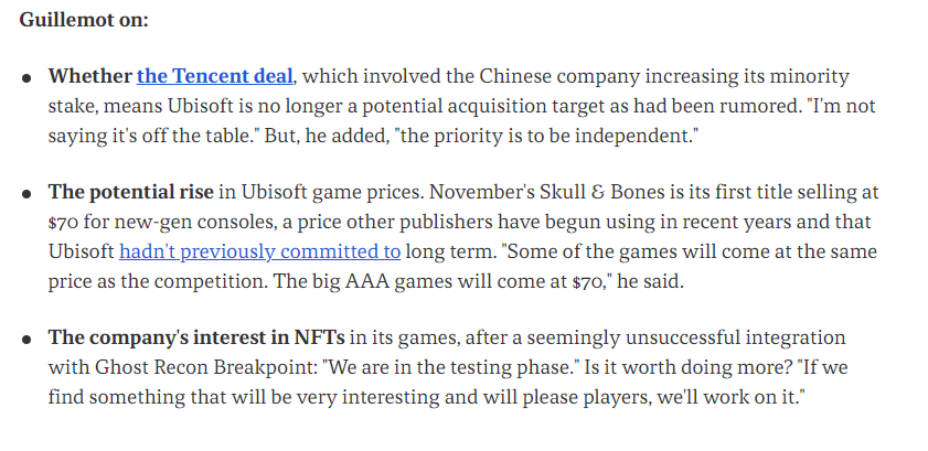 3DM速报：育碧3A卖价涨至70刀，343创始人公布去职闭批评