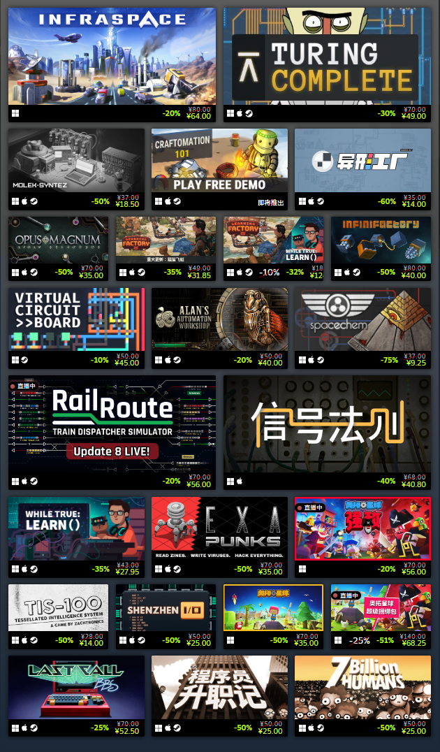 Steam开启程序员日特卖 众多自动化编程游戏参与特卖