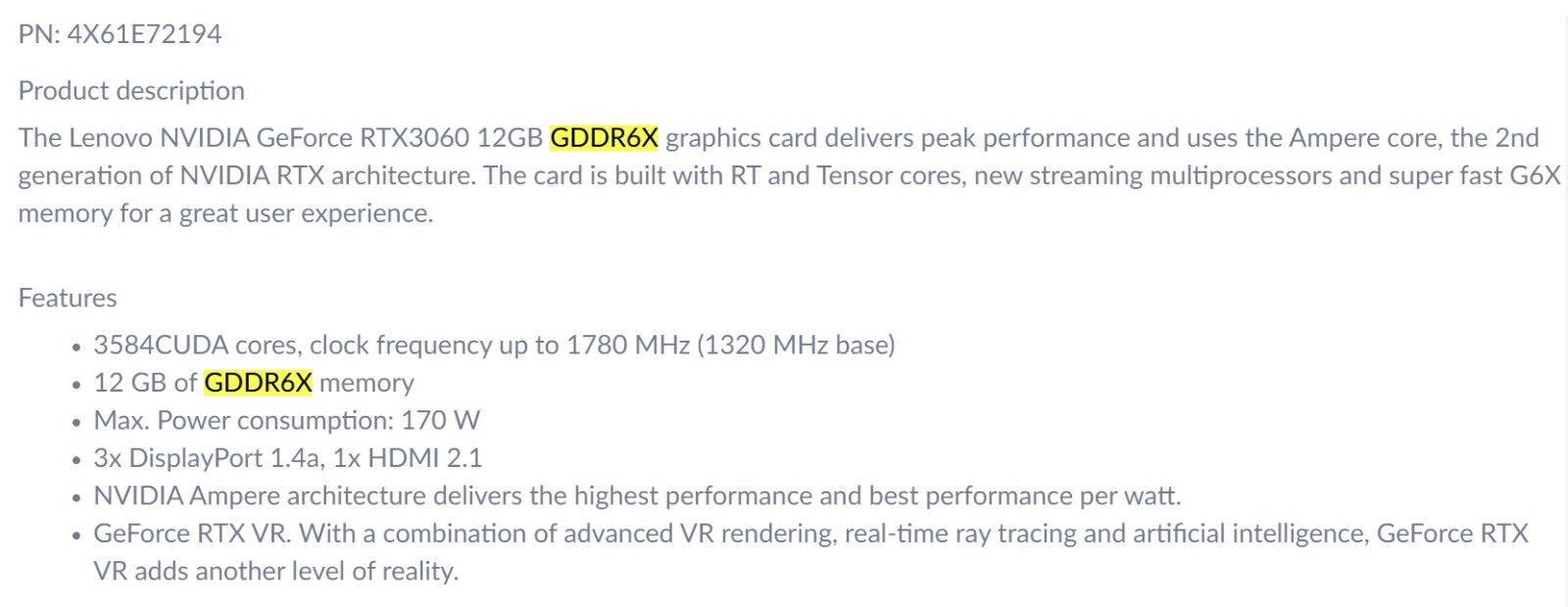 RTX 3060也将推出GDDR6X显存版本