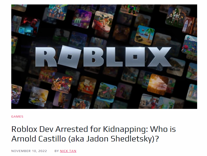 Roblox Dev Arrested for Kidnapping: Who is Arnold Castillo (aka