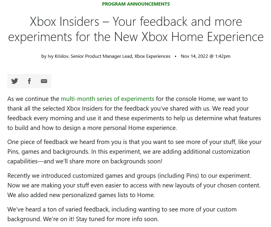 Xbox新实验性主页增加不同布局和应用群组