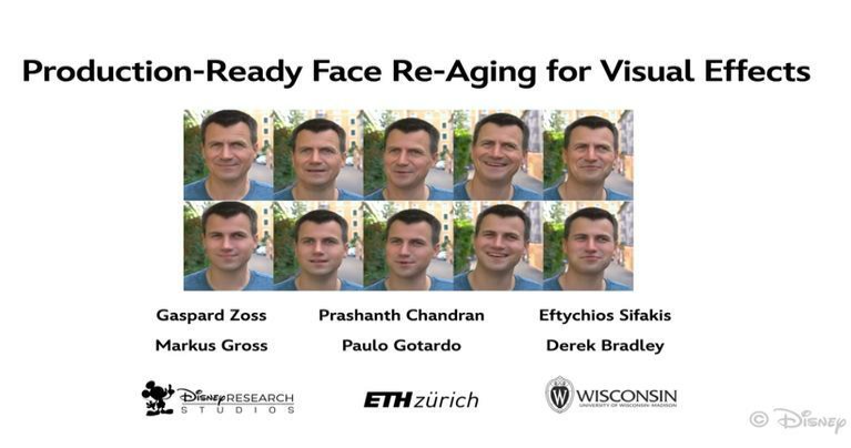 迪士尼技研公布AI新技术 高精度生成人脸年轻或老后