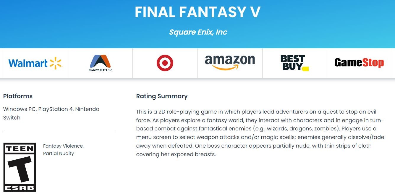 《最终幻想》像素复刻版PS4和NS通过评级 或即将公布