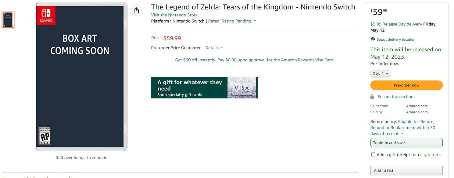 《塞尔达传说：王国之泪》上架电商平台 售价59.99美元 二次世界 第3张