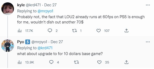 你愿意花10美元将《最后的生还者2》升级至PS5版吗？