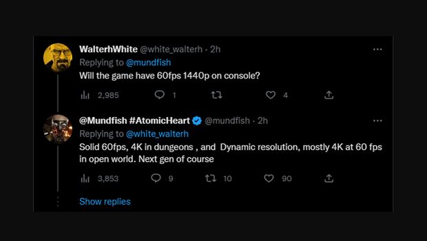 《原子之心》PS5和XSX支持4K/60FPS