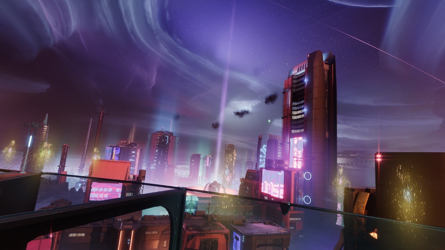 在《命运2：光陨之秋》中探索霓虹都市内欧姆那，遇见云端行者
