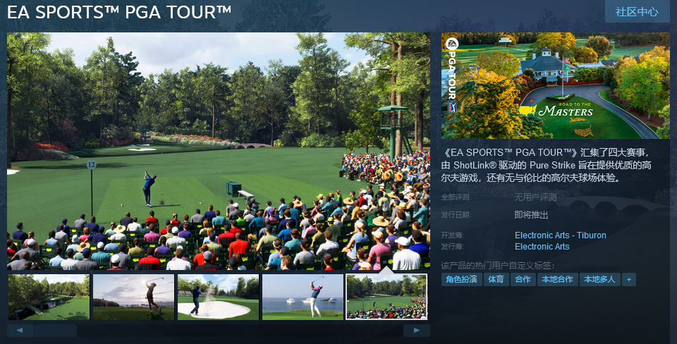 《EA SPORTS PGA TOUR》Steam页里上线 国区卖价298元