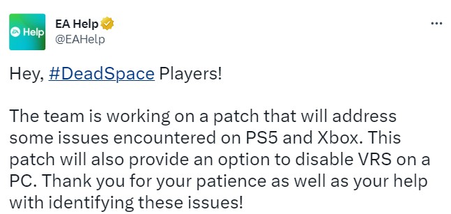 《出死空间：重制版》劣化补丁正正在开支中 PC可闭闭VRS