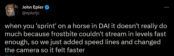 《龙腾世纪3》开发者透露：骑马冲刺加速只是刺加“幻觉”