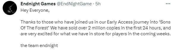 《森林之子》EA发售24小时 销量破两百万份-衣衣商务