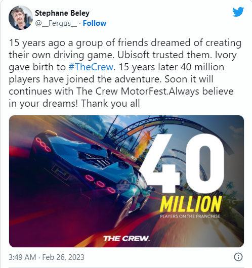 《飙酷车神》系列玩家总数超过4000万 今年有新作发售