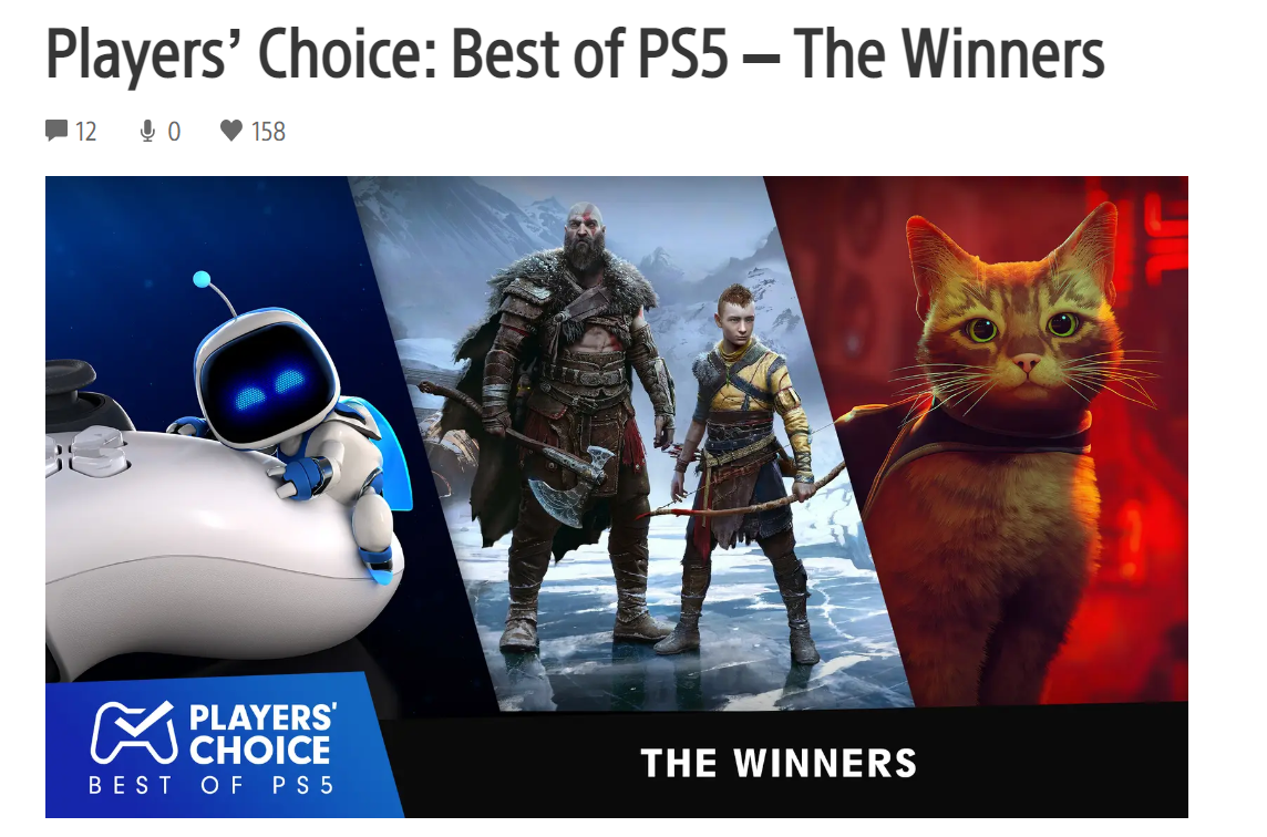 索僧支布PS5玩家最爱游戏 《战神5》《Stray》获奖
