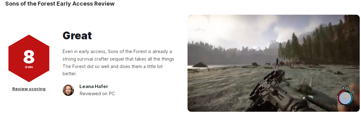 《森林之子》抢先体验版IGN评8分 强大的生存续作