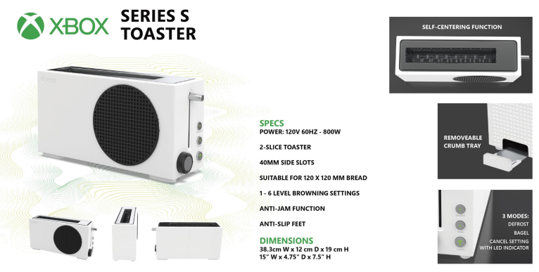 功能多样 Xbox Series S造型烤面包机现身网络 二次世界 第2张