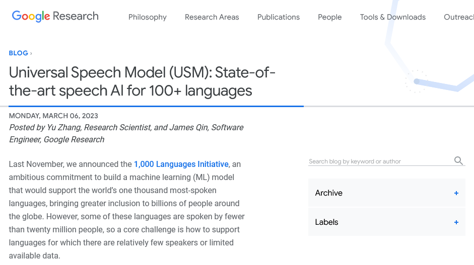 谷歌AI通用语言模型里程碑：目标千种语言现已过百