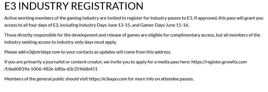 2023年E3行业人员登记现已开启 媒体可申请通行证
