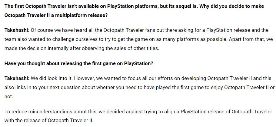 制作人解释《歧路旅人》首作为何不登陆PS平台