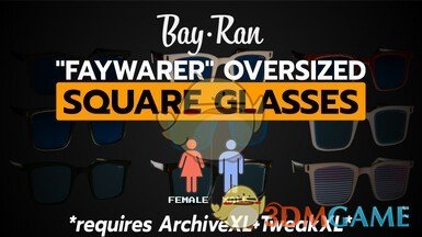 《赛博朋克2077》Kwek的Bay Ran Faywarer超大方形眼镜MOD