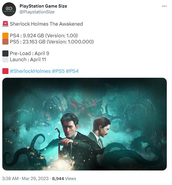 《福尔摩斯：觉醒重制版》PS文件大小公开 4月11日正式上线 二次世界 第2张