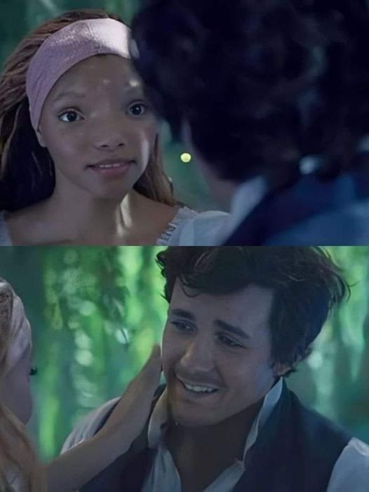 《小好人鱼》新镜头截图：爱丽女抚摩王子脸 王子尬笑