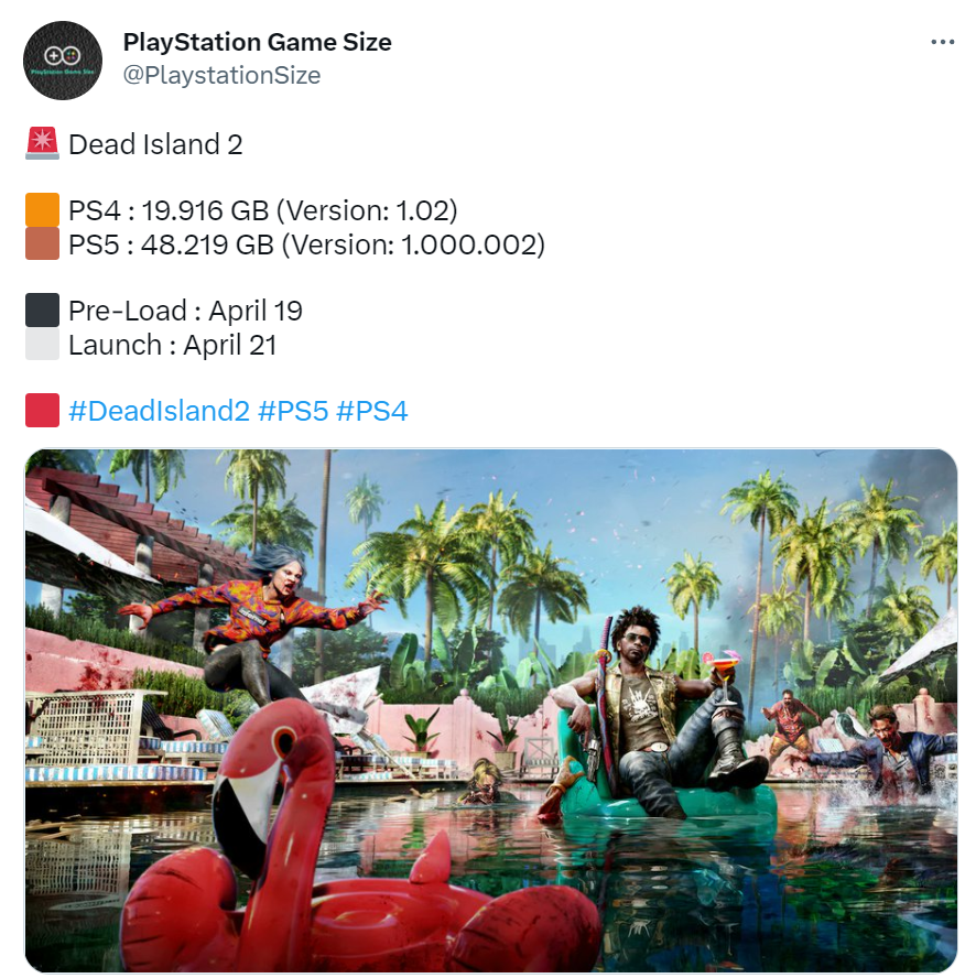 《死亡岛2》PS版容量曝光 PS5约50G
