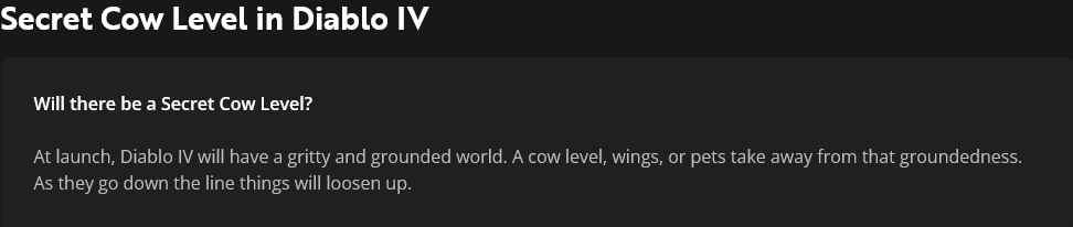 《暗黑破坏神4》发售时或许真的“没有奶牛关”