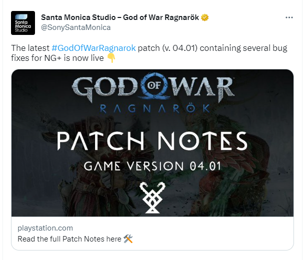《战神5》新补丁上线  建复“新游戏+”形式bug
