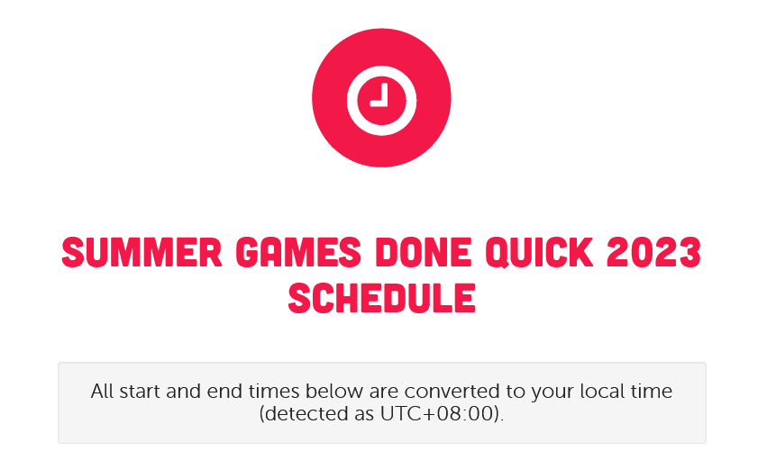 夏季游戏速通大会SGDQ2023公布节目时间表 下月举办