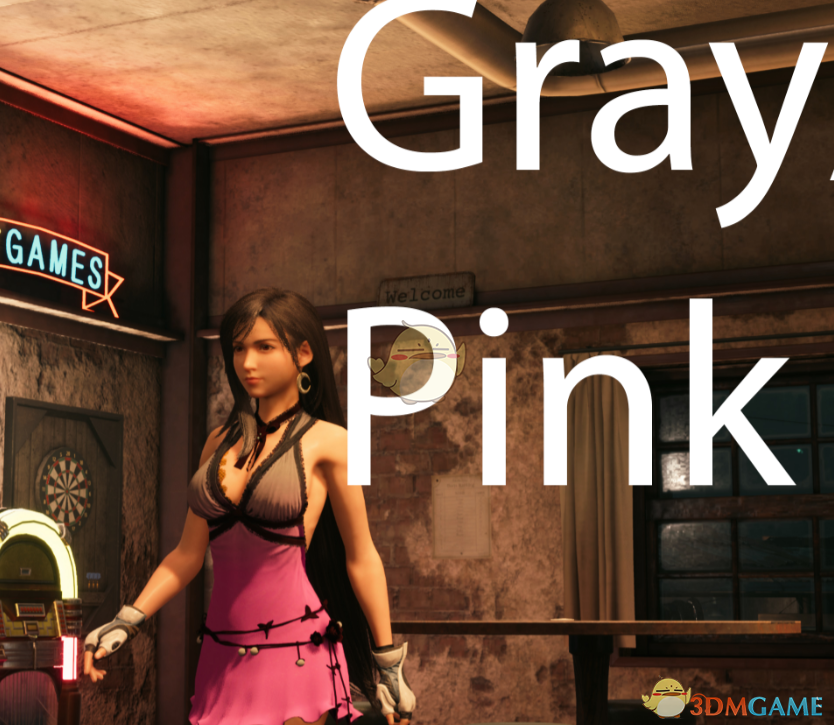 《最终幻想7：重制版》穿灰粉色连衣裙的无内蒂法MOD