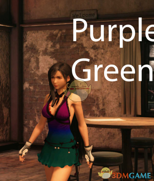 《最终幻想7：重制版》穿紫绿色连衣裙的无内蒂法MOD