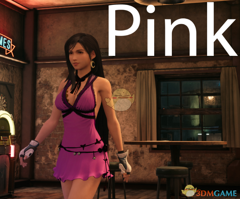 《最终幻想7：重制版》穿粉色连衣裙的无内蒂法MOD