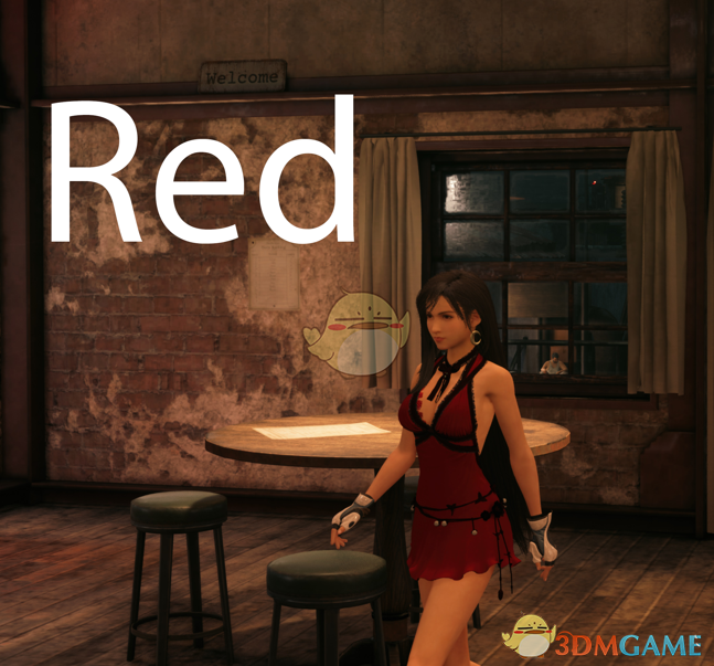 《最终幻想7：重制版》穿红色连衣裙的无内蒂法MOD