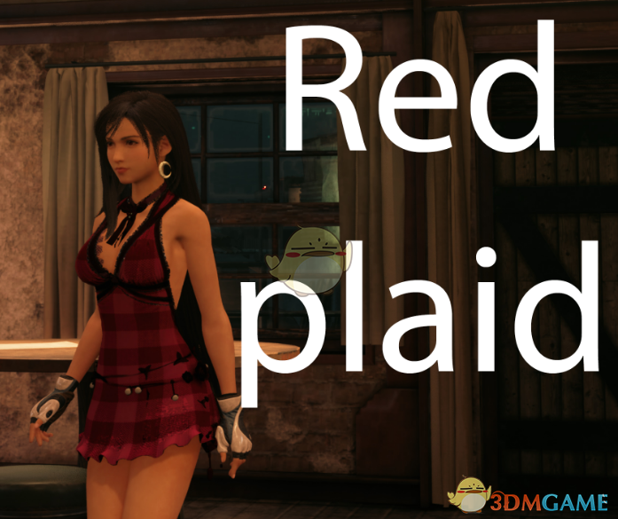 《最终幻想7：重制版》穿红色格纹连衣裙的无内蒂法MOD