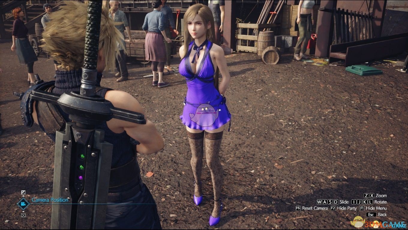 《最终幻想7：重制版》适配蒂法的紫色薄纱连衣裙的吊带黑丝合集MOD