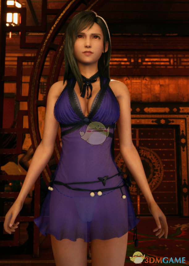 《最终幻想7：重制版》适配蒂法的紫色薄纱连衣裙的吊带黑丝合集MOD