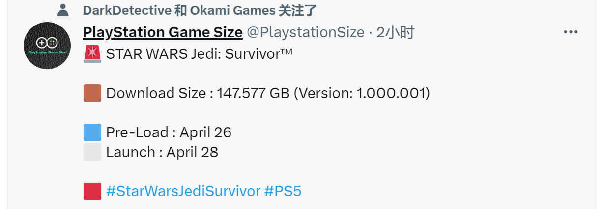 《星球大年夜战绝天：幸存者》PS5版超147GB
