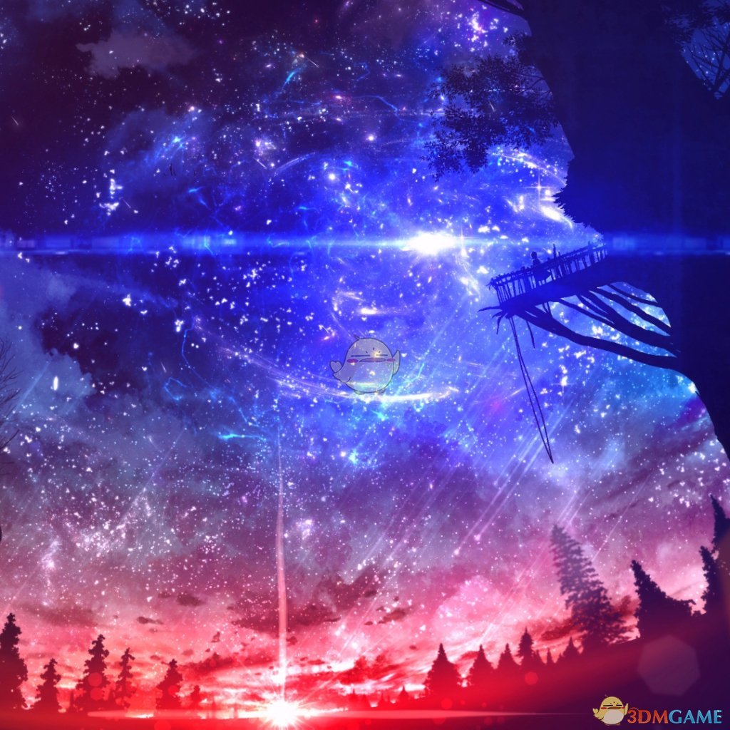 《Wallpaper Engine》星空的蓝光和晚霞的红光高清动态壁纸