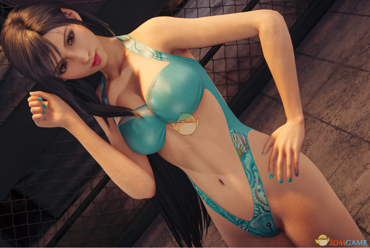 《最终幻想7：重制版》穿火辣蓝绿色连体泳衣的蒂法MOD