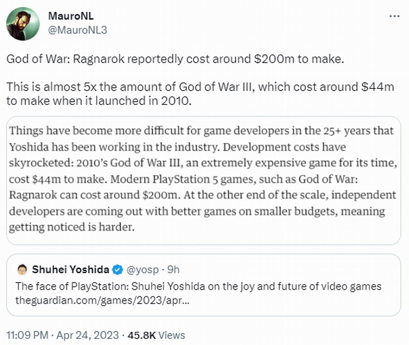 《战神5》开支成本为2亿好元 几近是《战神3》5倍