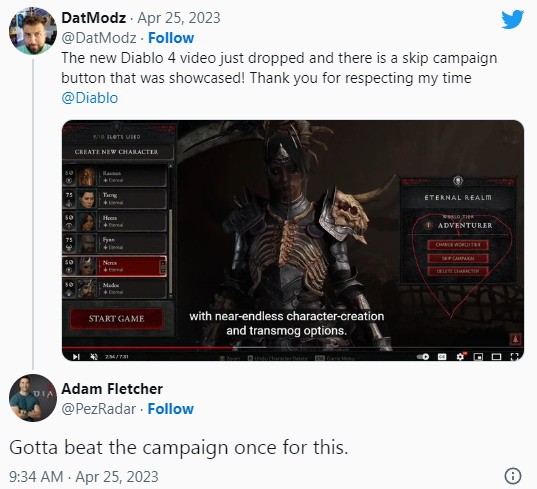 《暗黑破坏神4》让玩家能跳过战役 粉丝担心其可能是收费的 二次世界 第3张