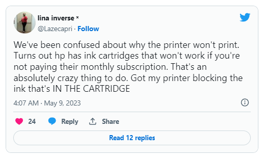 惠普打印机禁用非原装墨盒：官方称是为用户安全考虑