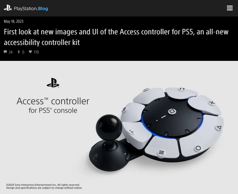 索尼PS5“莱昂纳多”无障碍控制器获正式名称Access