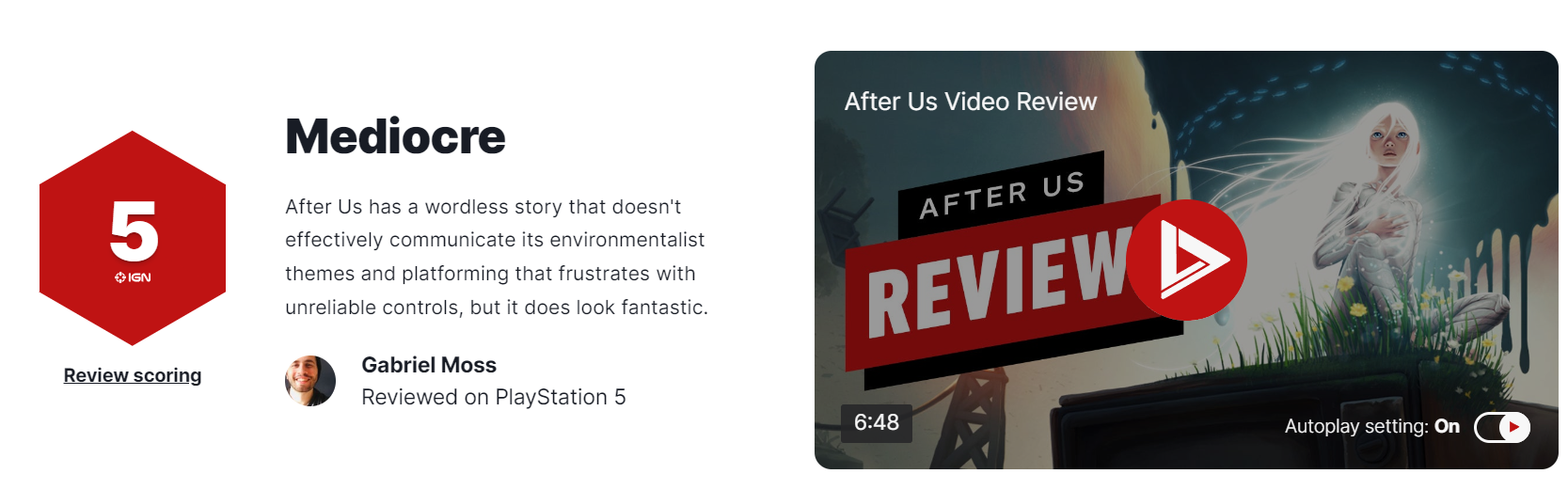 《After Us》IGN 5分：没有有效地传达环保主题