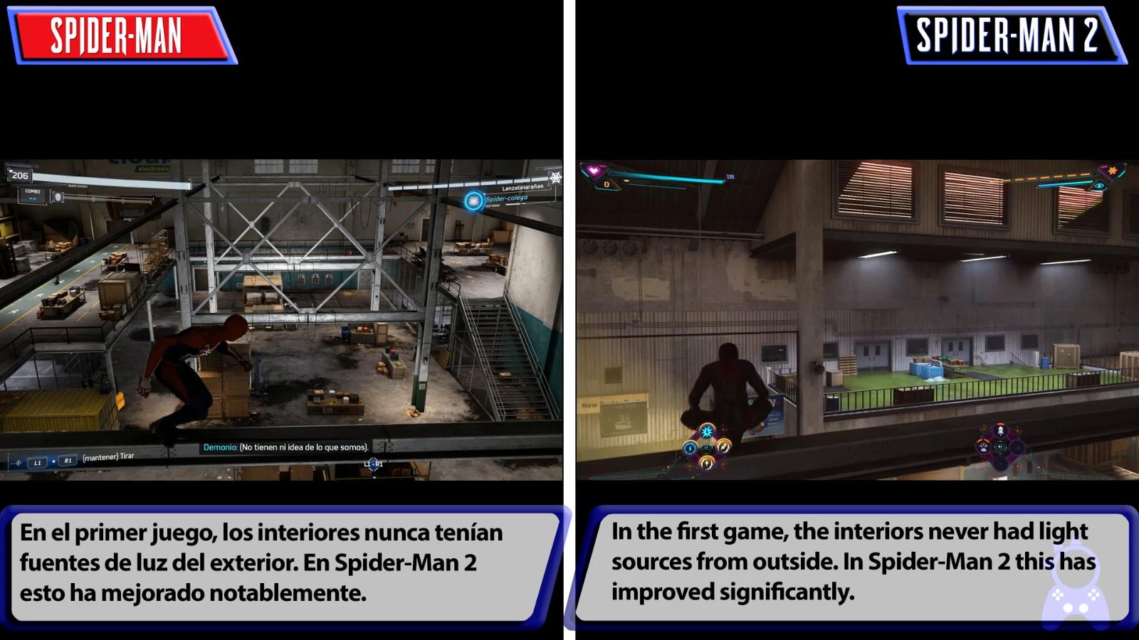 《漫威蜘蛛侠2》与《漫威蜘蛛侠：重制版》对比 画面提升