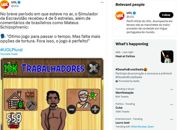 巴西新游《奴隶模拟器》火速下架 谷歌APP审核不足被批判