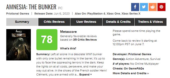 《失忆症：地堡》今日正式发售 IGN和GS双8分评价