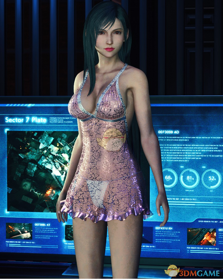 《最终幻想7：重制版》蒂法的淡粉鎏金透视连衣裙MOD