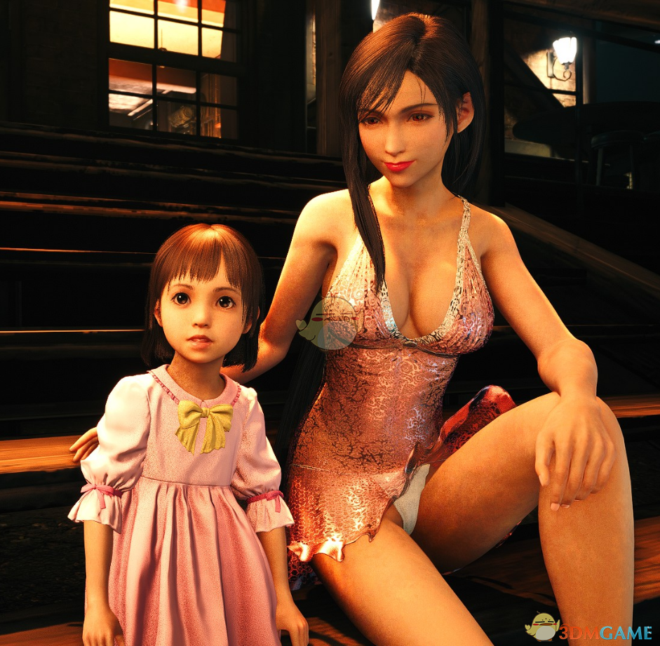 《最终幻想7：重制版》蒂法的淡粉鎏金透视连衣裙MOD