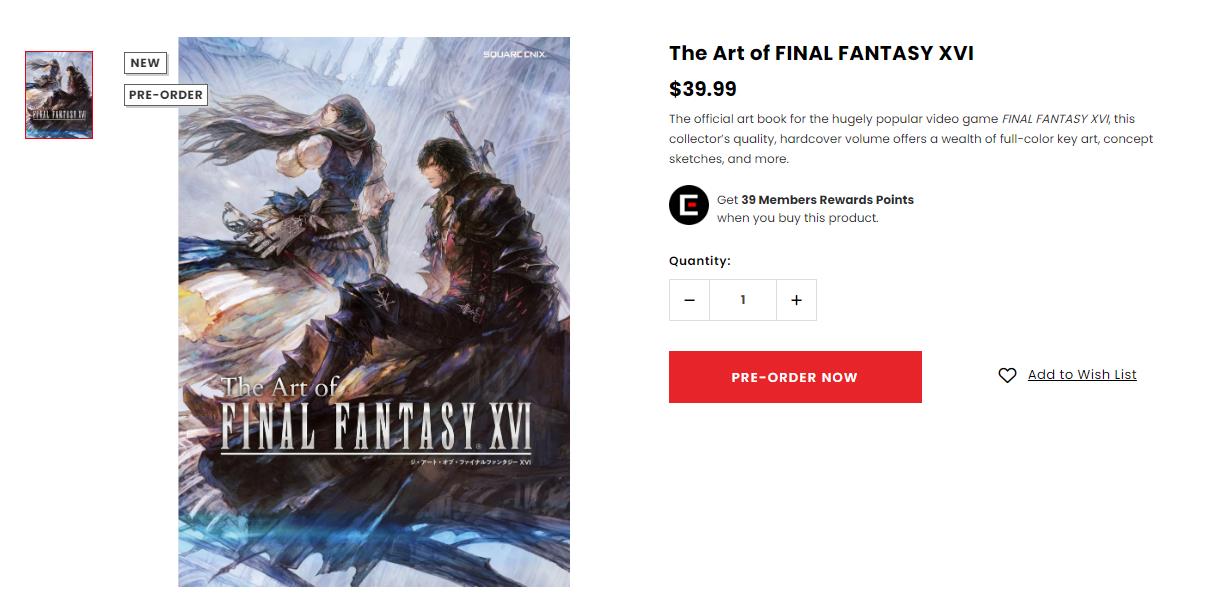 《最终幻想16》官方艺术设定集2024年3月上市 售价40美元